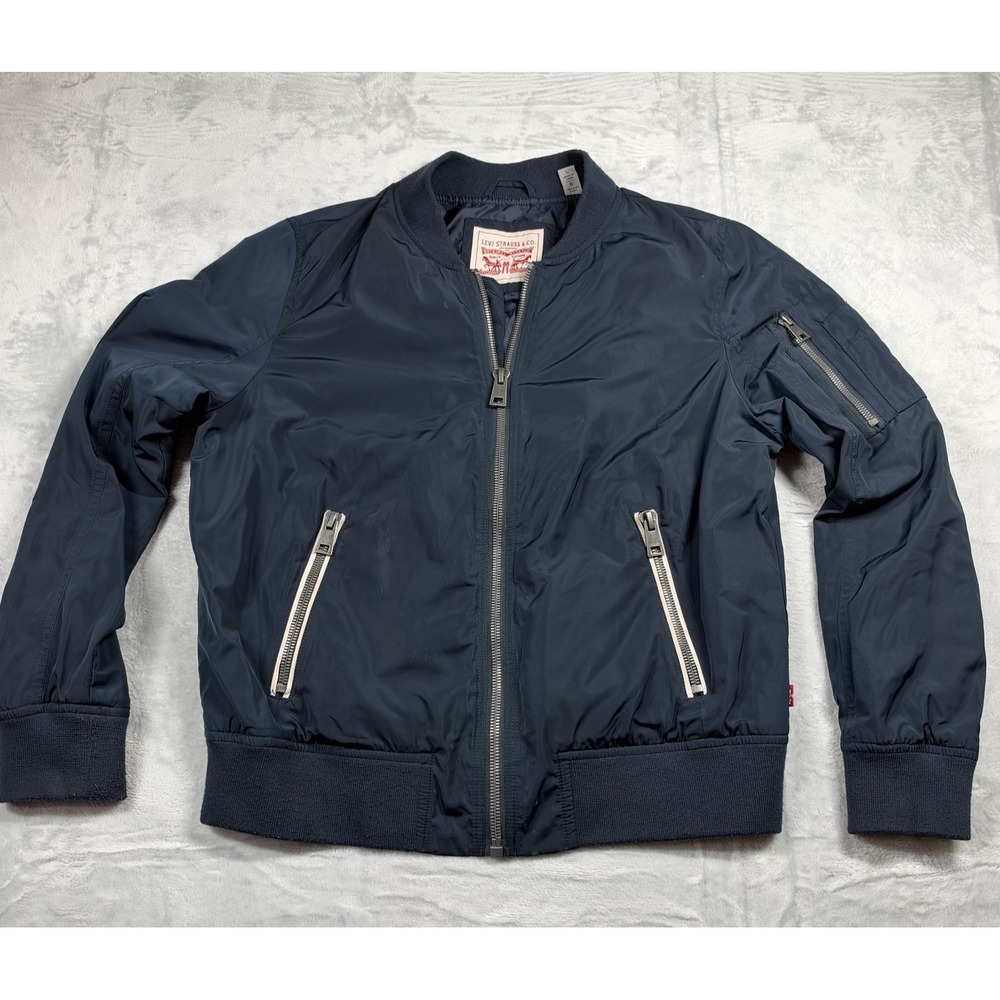 Levi's Women's Bomber Jacket Large Navy Blue Lightweight Zip Utility MA-1
